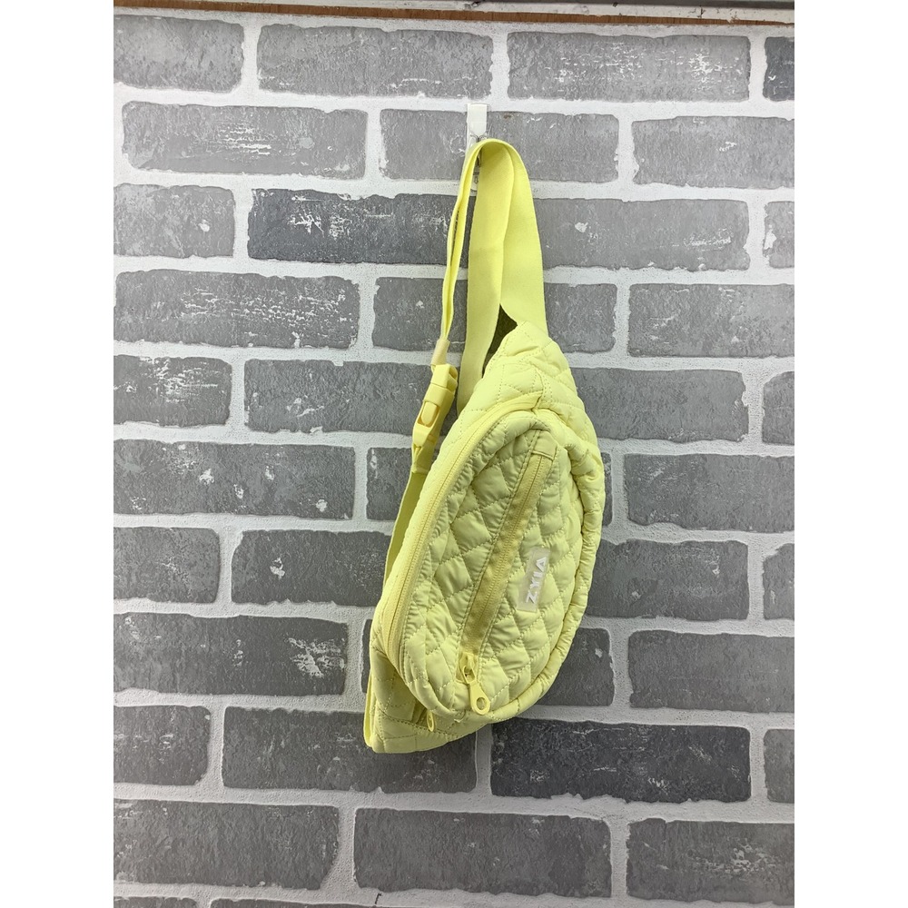 ZYIA Active Yellow Quilted Belt Bag Waist Pack Crossbody Fanny Pack Zippered